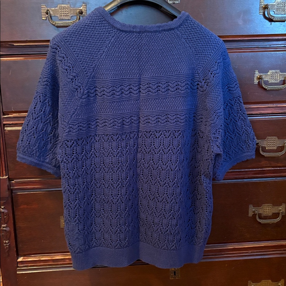 Boden Navy Blue Short-Sleeve Knit Button-Up Cardigan - Picture 4 of 4